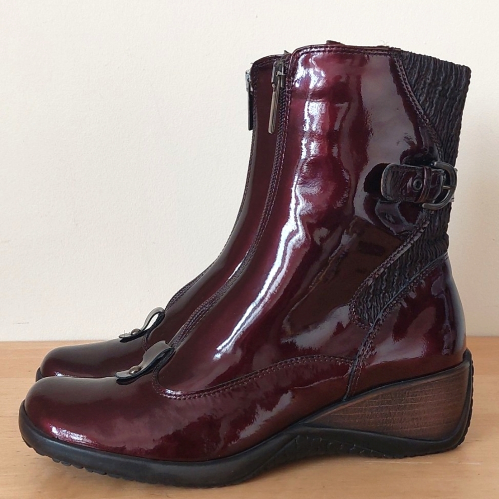 Aquatalia Wine Red Patent Boots